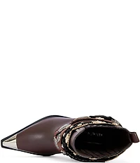 Azalea Wang Dusan Cocho Straps Pointed Cap Toe Western Booties