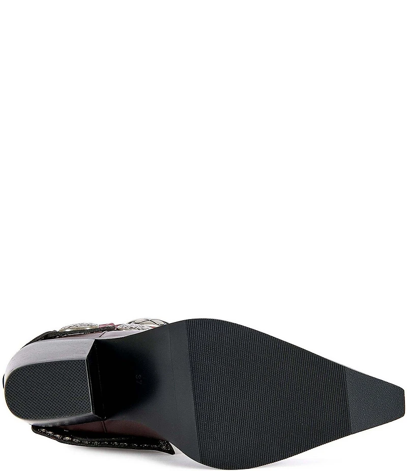 Azalea Wang Dusan Cocho Straps Pointed Cap Toe Western Booties