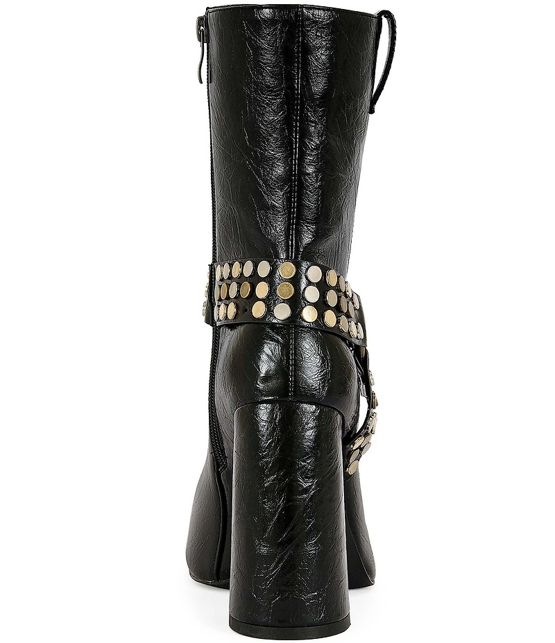 Azalea Wang Dyzma Studded Harness Overlasted Platform Booties