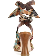 Azalea Wang Elandra Floral Print Ankle Tie Sandals