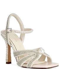 Azalea Wang Elara Pearl Embellished Dress Sandals