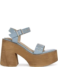 Azalea Wang Elizabella Studded Patent Block Heel Platform Sandals