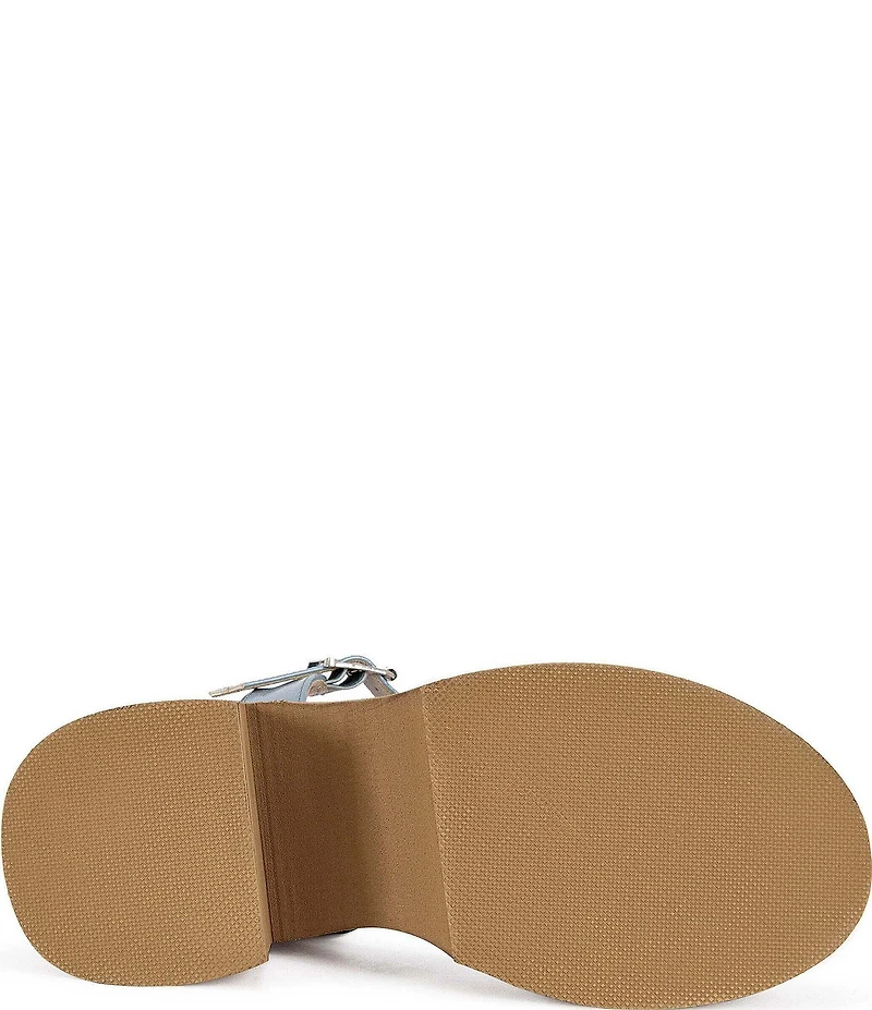 Azalea Wang Elizabella Studded Patent Block Heel Platform Sandals