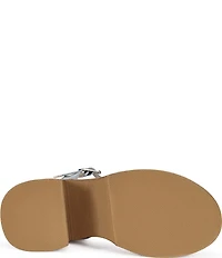 Azalea Wang Elizabella Studded Patent Block Heel Platform Sandals