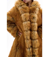 Azalea Wang Elizabeth Tan Faux Fur Hooded Neck Oversize Snap Front Trench Coat