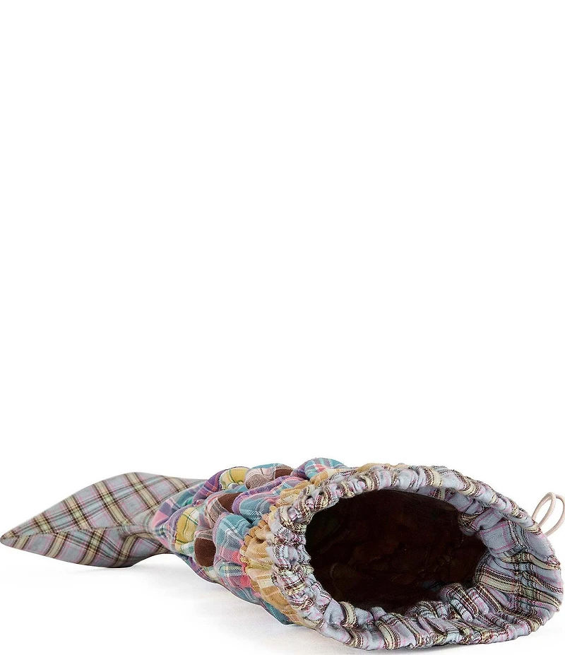 Azalea Wang Elodie Mixed Plaid Stretch Over The Knee Boots