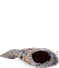 Azalea Wang Elodie Mixed Plaid Stretch Over The Knee Boots