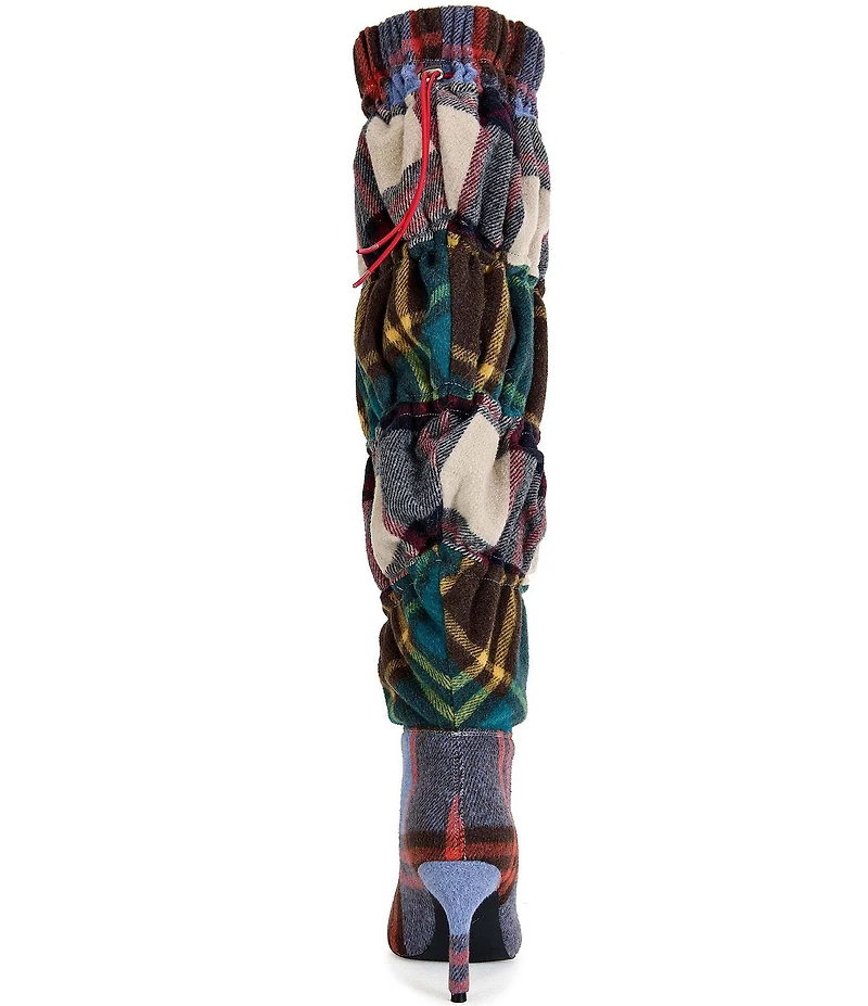 Azalea Wang Elodie Plaid Flannel Over The Knee Boots