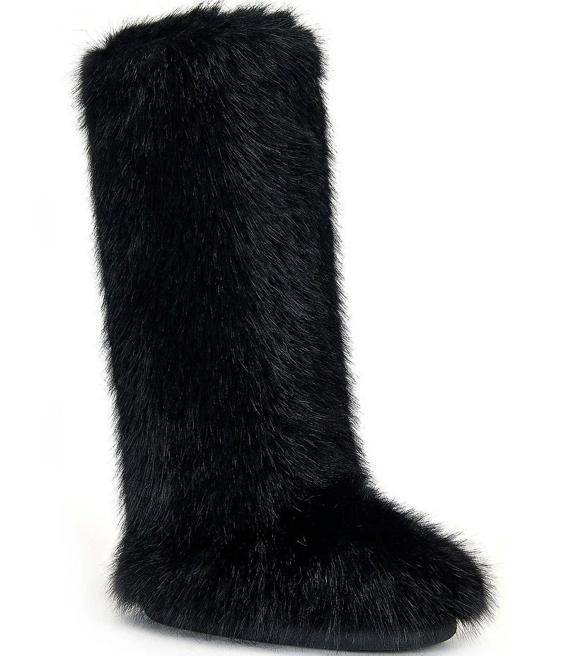 Azalea Wang Emir Faux Fur Platform Tall Boots