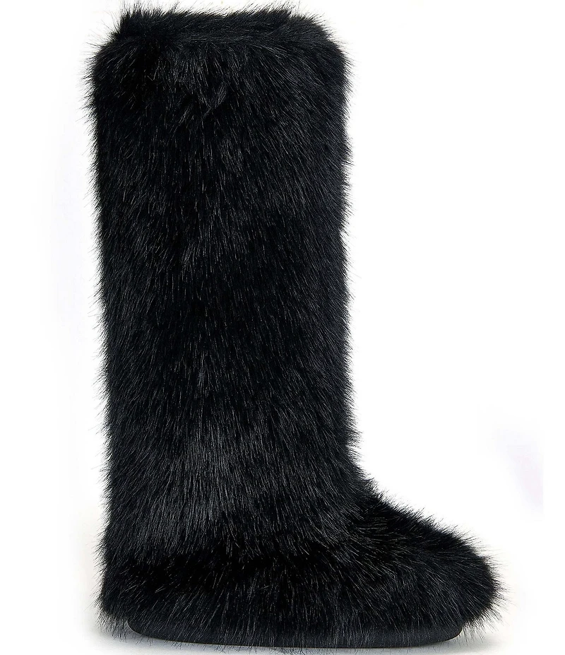 Azalea Wang Emir Faux Fur Platform Tall Boots