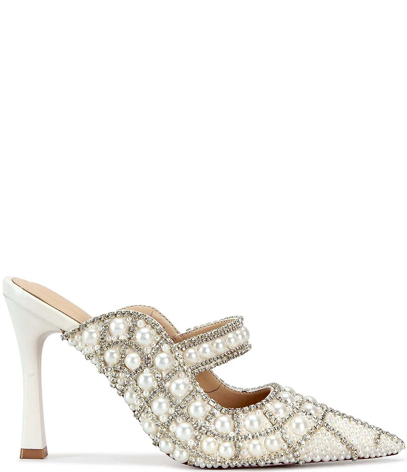 Azalea Wang Enya Pearl Embellished Dress Mules