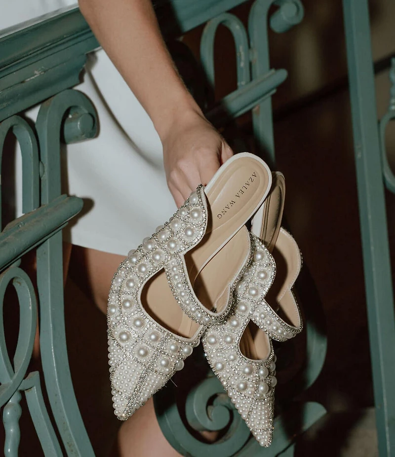 Azalea Wang Enya Pearl Embellished Dress Mules