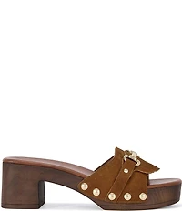 Azalea Wang Epsilon Kiltie Bit Buckle Studded Slide Sandals