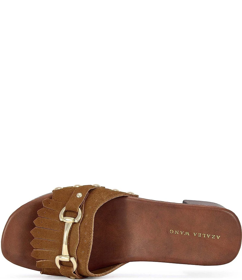 Azalea Wang Epsilon Kiltie Bit Buckle Studded Slide Sandals