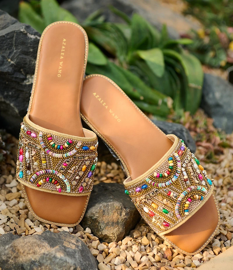 Azalea Wang Essere Rainbow Embellished Flat Sandals