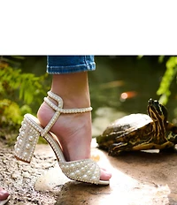 Azalea Wang Esteva Pearl Embellished Dress Sandals