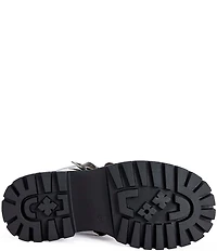 Azalea Wang Etra Applique Flowers Combat Mid Boots
