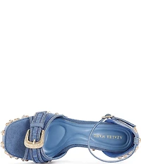 Azalea Wang Evgenia Studded Denim Platform Block Heel Sandals