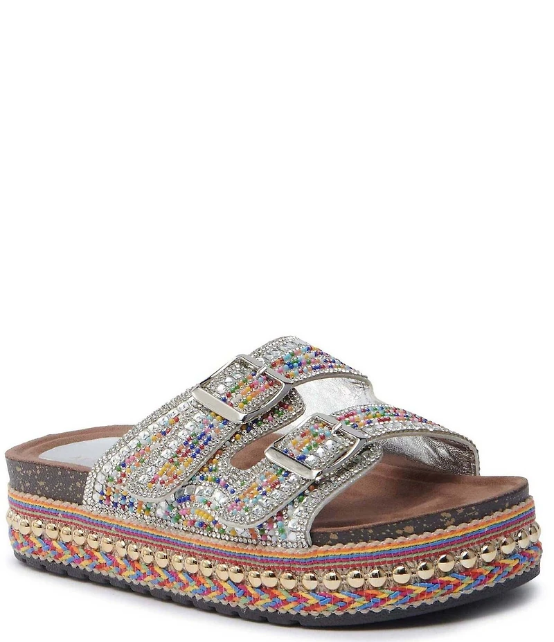 Azalea Wang Ezri Embellished Banded Platform Sandals
