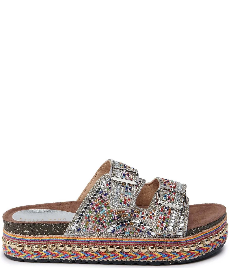 Azalea Wang Ezri Embellished Banded Platform Sandals