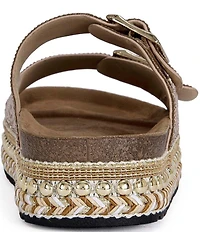 Azalea Wang Ezri Rhinestone Studded Platform Slide Sandals