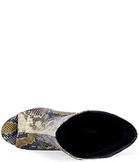 Azalea Wang Faoi Snake Print Peep Toe Sculpted Wedge Booties