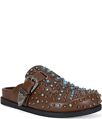 Azalea Wang Flair Turquoise Studded Clogs