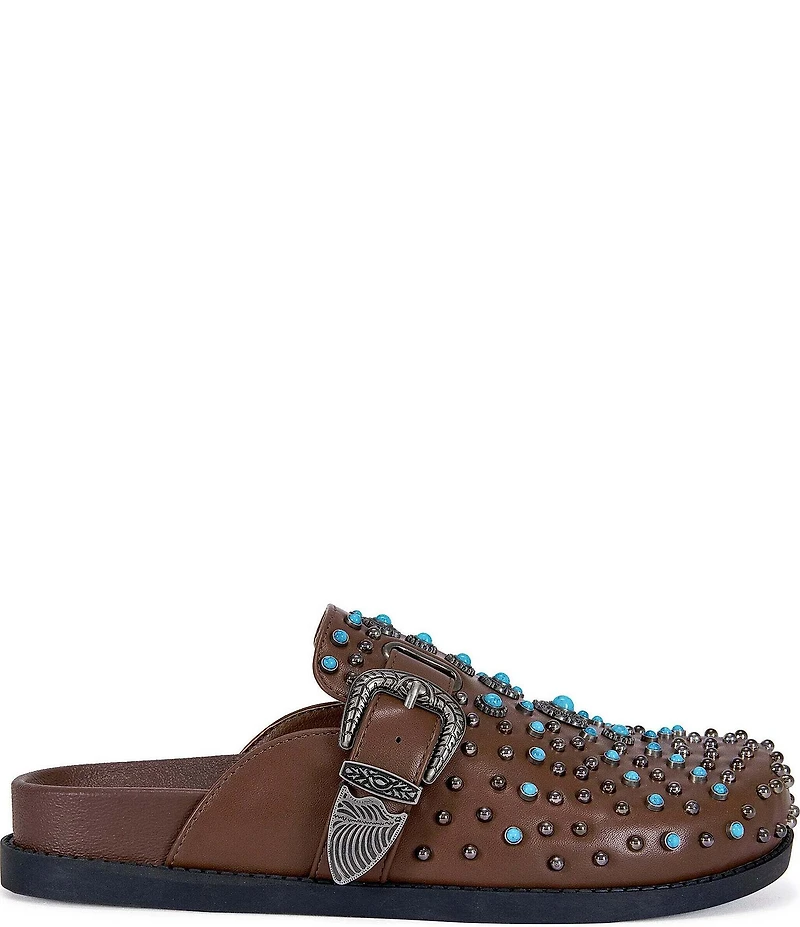Azalea Wang Flair Turquoise Studded Clogs