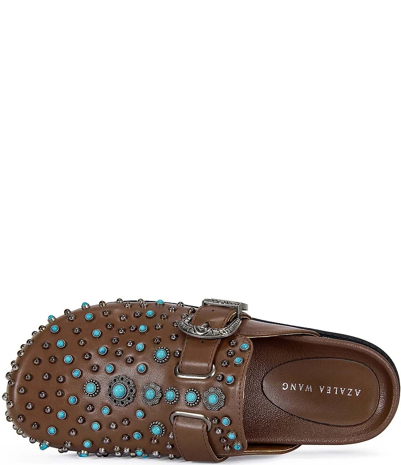 Azalea Wang Flair Turquoise Studded Clogs