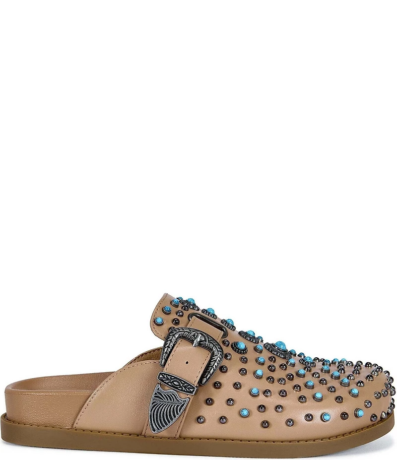 Azalea Wang Flair Turquoise Studded Clogs
