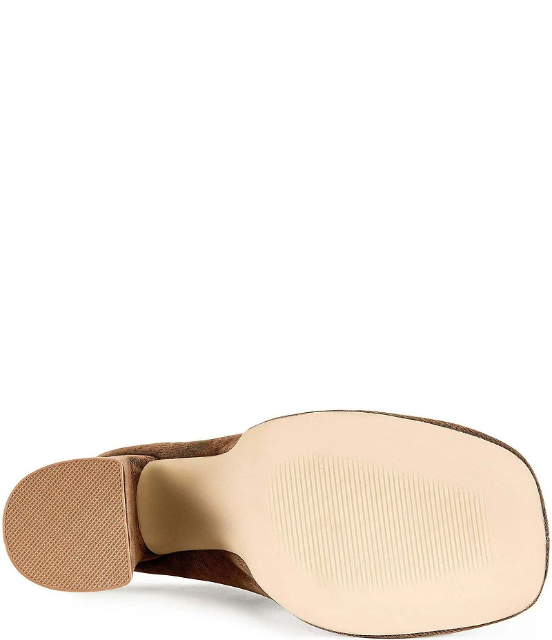 Azalea Wang Florea Denim Block Heel Platform Mules