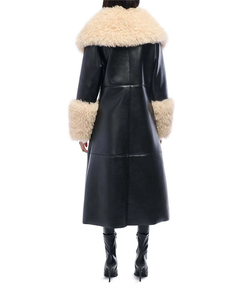 Azalea Wang Fluffy Oversized Neck Faux Fur Trim Snap Front Trench Jacket
