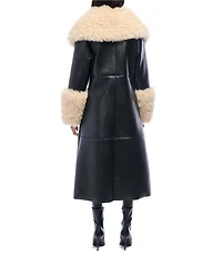 Azalea Wang Fluffy Oversized Neck Faux Fur Trim Snap Front Trench Jacket