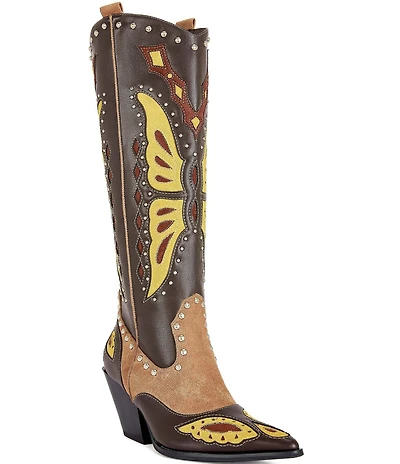 Azalea Wang Flutter Butterfly Western Studded Tall Boots