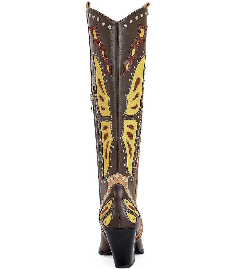 Azalea Wang Flutter Butterfly Western Studded Tall Boots