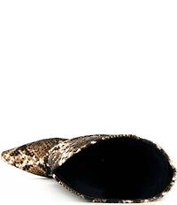 Azalea Wang Francoise Snake Print Suede Slouch Shaft Pointed Toe Tall Boots