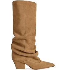 Azalea Wang Francoise Suede Slouch Shaft Pointed Toe Tall Boots