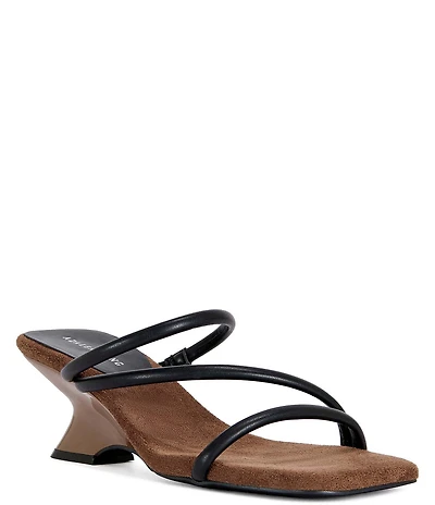 Azalea Wang Genna Square Toe Sculpted Wedge Slide Sandals