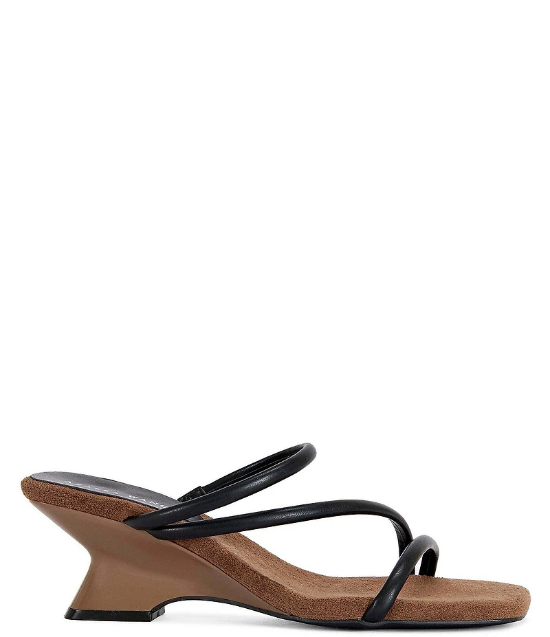 Azalea Wang Genna Square Toe Sculpted Wedge Slide Sandals