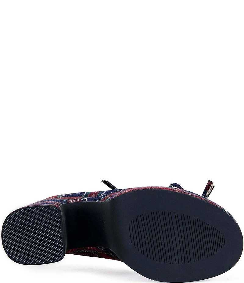 Azalea Wang Georgina Plaid Multi Strap Platform Block Heel Mary Janes