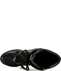 Azalea Wang Gernot Scaled Lace Up Platform Block Heel Mid Calf Boots