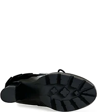 Azalea Wang Gernot Scaled Lace Up Platform Block Heel Mid Calf Boots