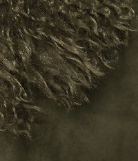 Azalea Wang Gilda Olive Faux Sherpa Collared Belted Oversize Trench Coat