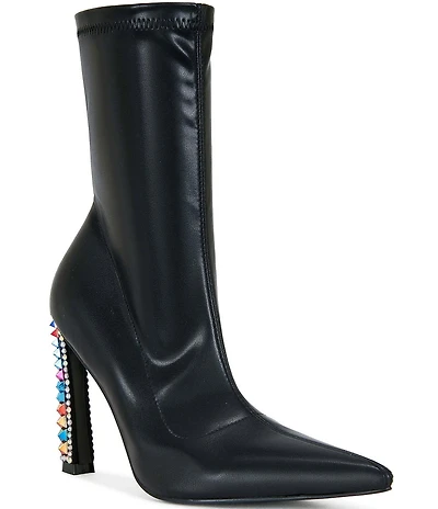 Azalea Wang Gryffon Multicolor Rhinestone Heel Dress Booties