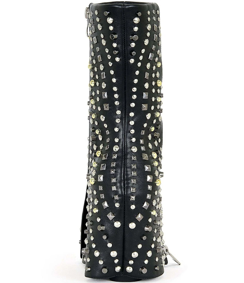 Azalea Wang Hematine Studded Pointed Toe Zip Booties