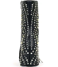 Azalea Wang Hematine Studded Pointed Toe Zip Booties