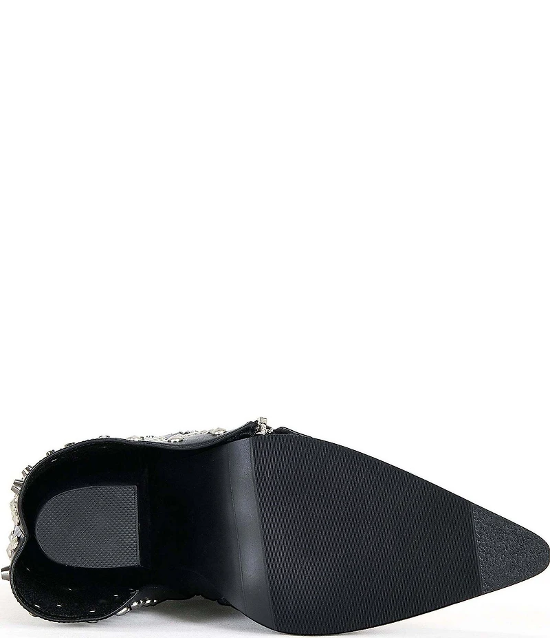 Azalea Wang Hematine Studded Pointed Toe Zip Booties