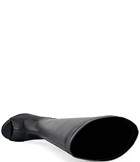 Azalea Wang Ilyssa Peep Toe Open Heel Open Rocker Wedge Tall Boots