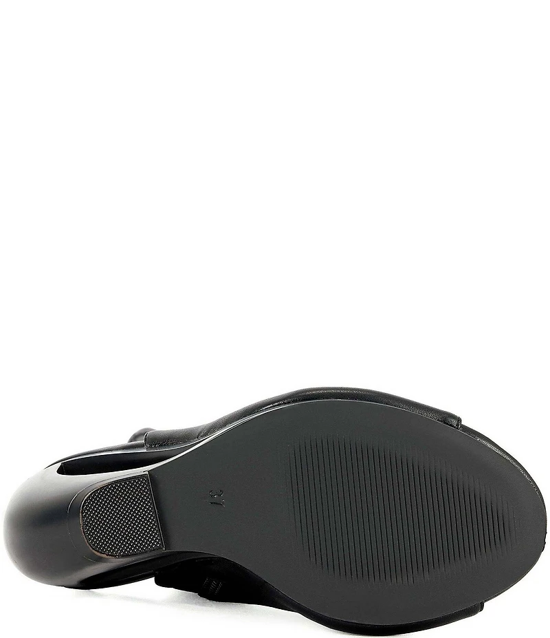 Azalea Wang Ilyssa Peep Toe Open Heel Open Rocker Wedge Tall Boots