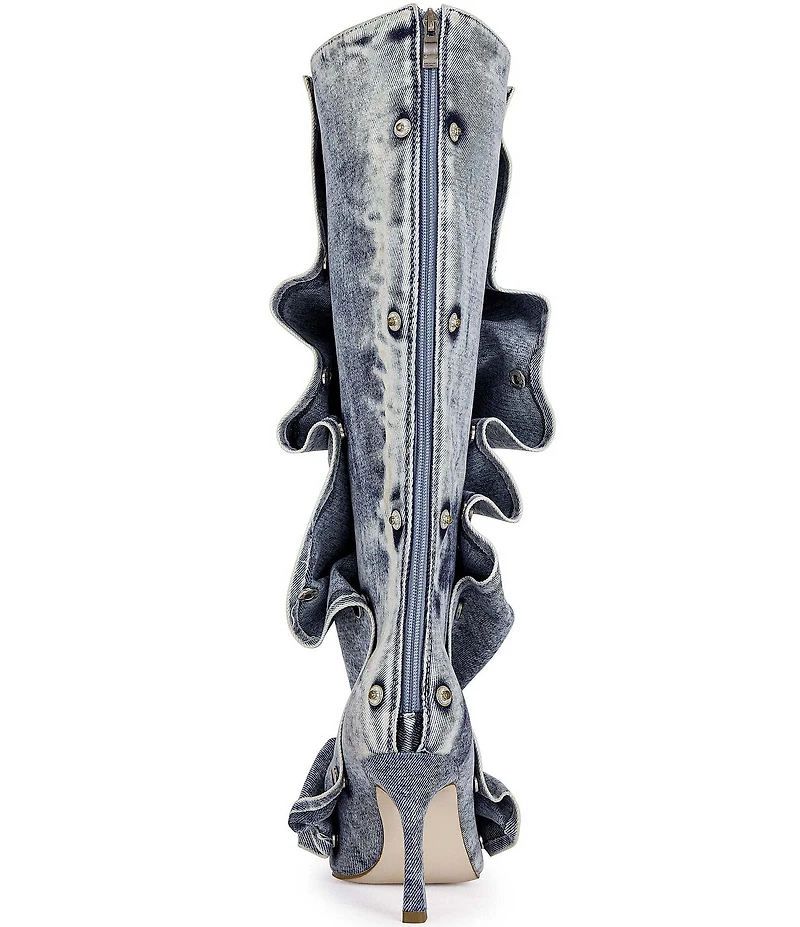 Azalea Wang Imogine Denim Snap Hardware Tall Boots